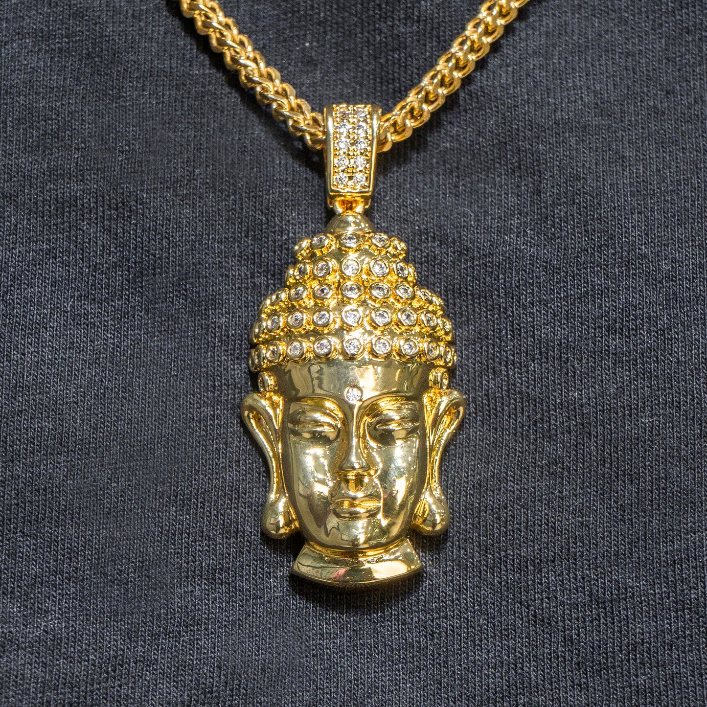 Mens Jewelry -  Gold Iced Out VVS Buddha Pendant | 13.6 Grams