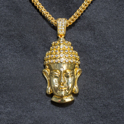 Mens Jewelry -  Gold Iced Out VVS Buddha Pendant | 13.6 Grams