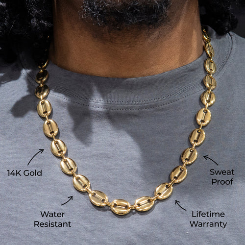 Gold Jewelry -  Mens 14K Gold Puff Link Chain