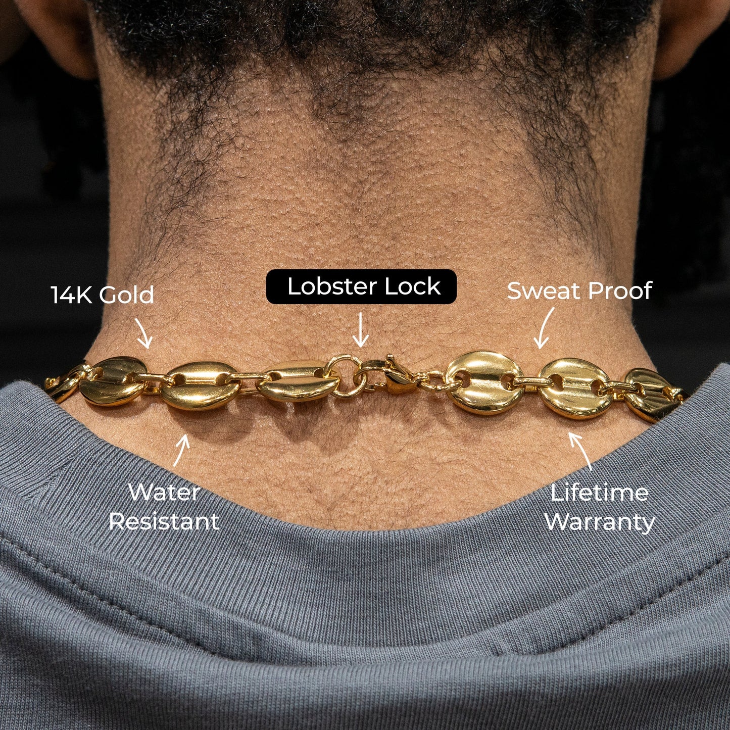 Gold Jewelry -  Mens 14K Gold Puff Link Chain