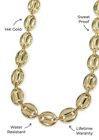 Gold Jewelry -  Mens 14K Gold Puff Link Chain
