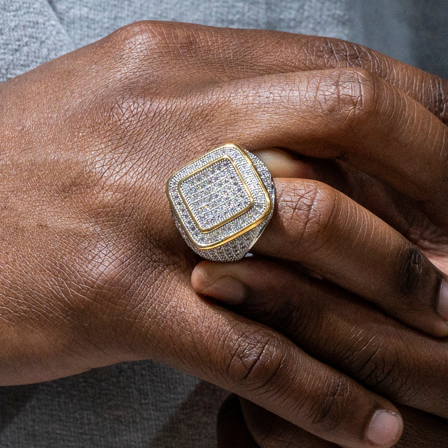 Mens Jewelry - 14K Gold Iced Out VVS Pinky Ring | 14.1 Grams
