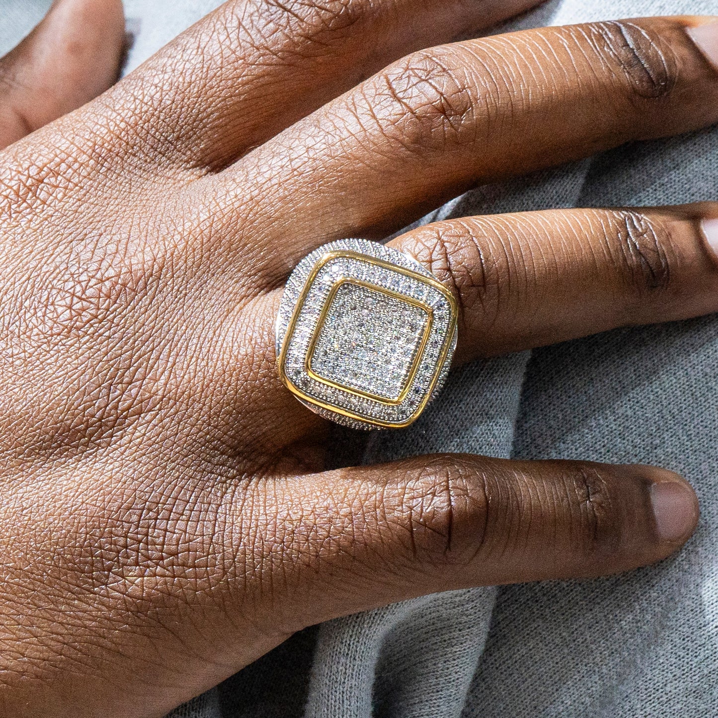 Mens Jewelry - 14K Gold Iced Out VVS Pinky Ring | 14.1 Grams