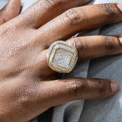 Mens Jewelry - 14K Gold Iced Out VVS Pinky Ring | 14.1 Grams