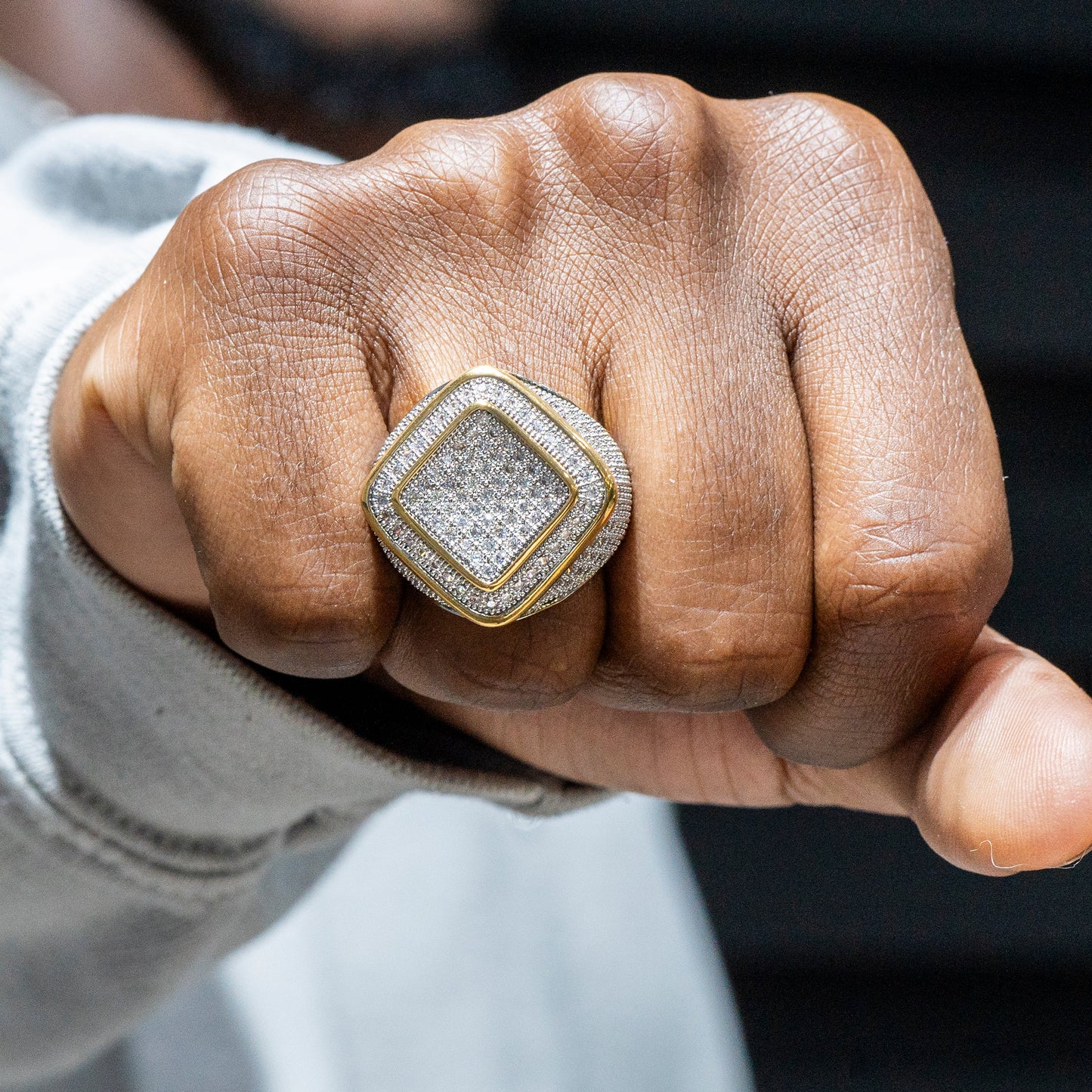 Mens Jewelry - 14K Gold Iced Out VVS Pinky Ring | 14.1 Grams