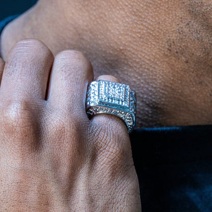 Mens Jewelry - 14K White Gold Iced Out VVS Pinky Ring | 18.1 Grams