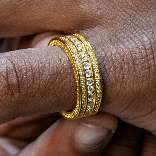 Mens Jewelry - 14K Gold Iced Out VVS Eternity Ring | 4.8 Grams