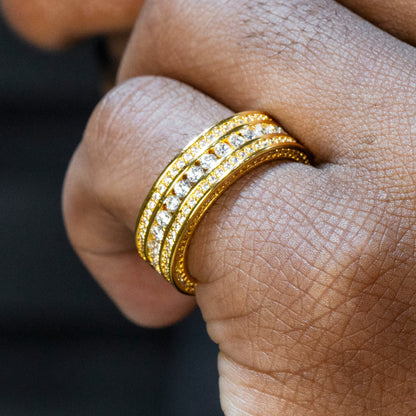 Mens Jewelry - 14K Gold Iced Out VVS Eternity Ring | 4.8 Grams