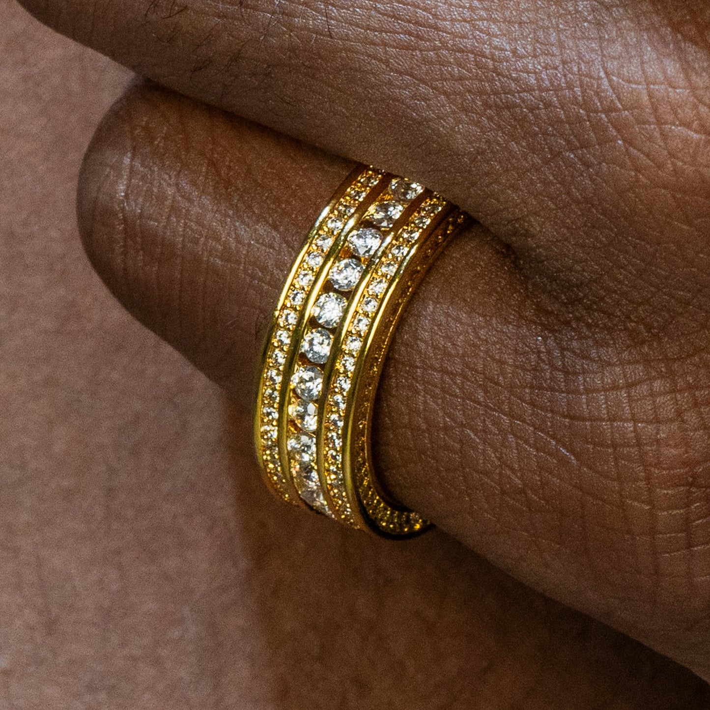 Mens Jewelry - 14K Gold Iced Out VVS Eternity Ring | 4.8 Grams