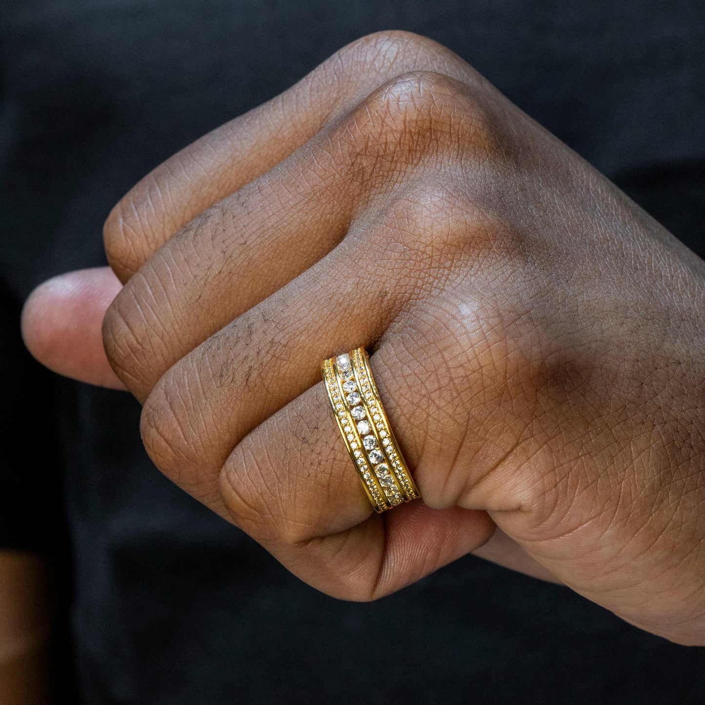 Mens Jewelry - 14K Gold Iced Out VVS Eternity Ring | 4.8 Grams