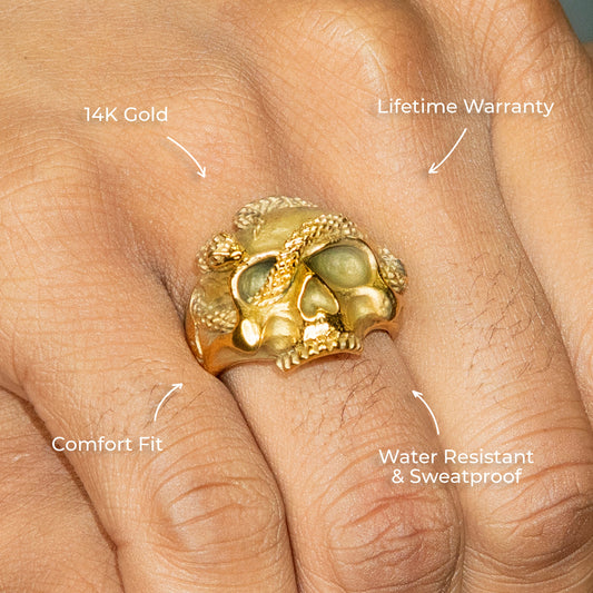 Mens Jewelry - Skull Gold Pinky Ring | 13 Grams