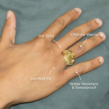 Mens Jewelry - Skull Gold Pinky Ring | 13 Grams