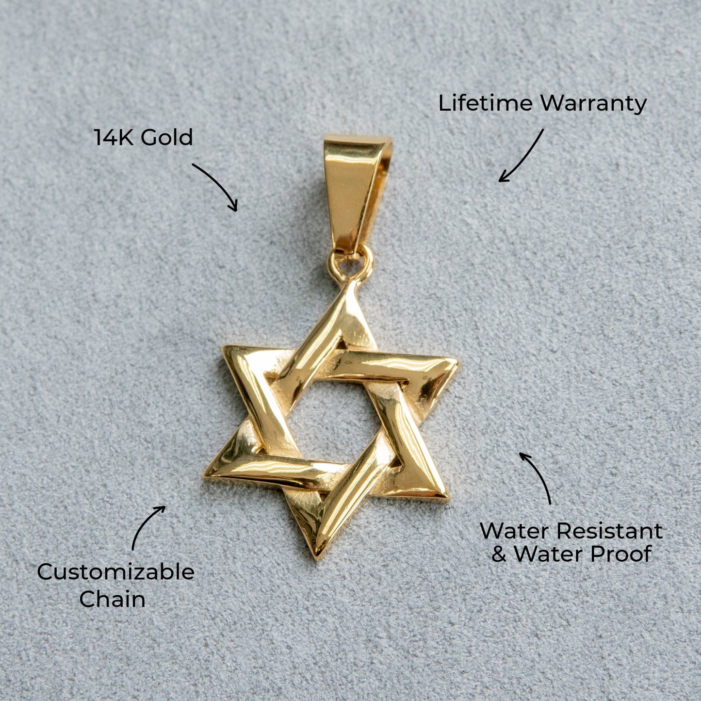 Mens Jewelry - 14K Gold Star of David Necklace | Appx. 5.5 Grams