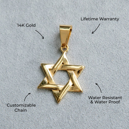 Mens Jewelry - 14K Gold Star of David Necklace | Appx. 5.5 Grams