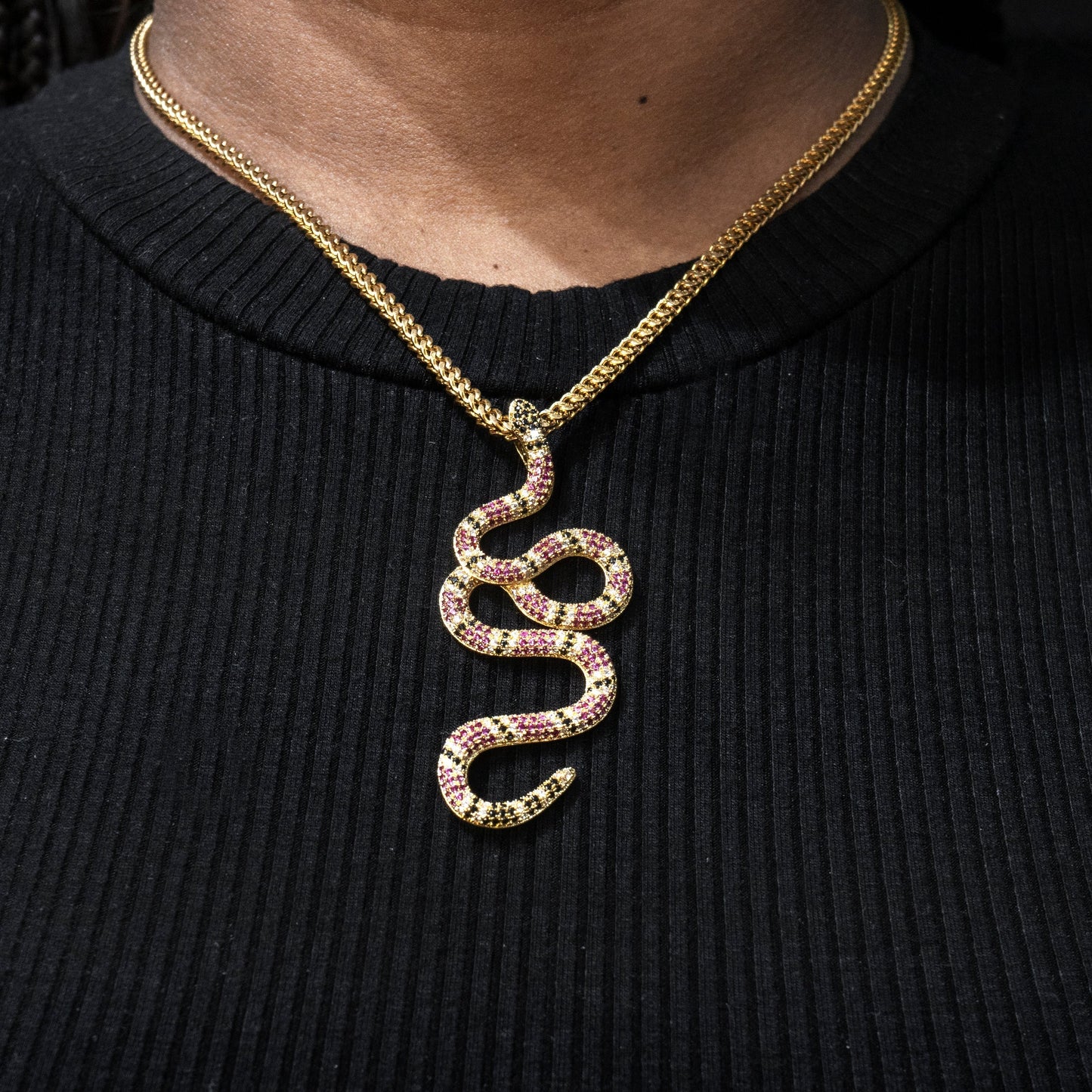 Mens Jewelry - 14K Gold Iced Out VVS Twisted Snake Pendant | 10 Grams
