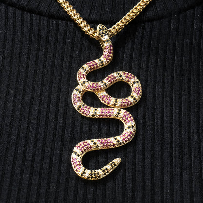 Womens Jewelry - 14K Gold Iced Out VVS Twisted Snake Necklace | Appx. 10 Grams