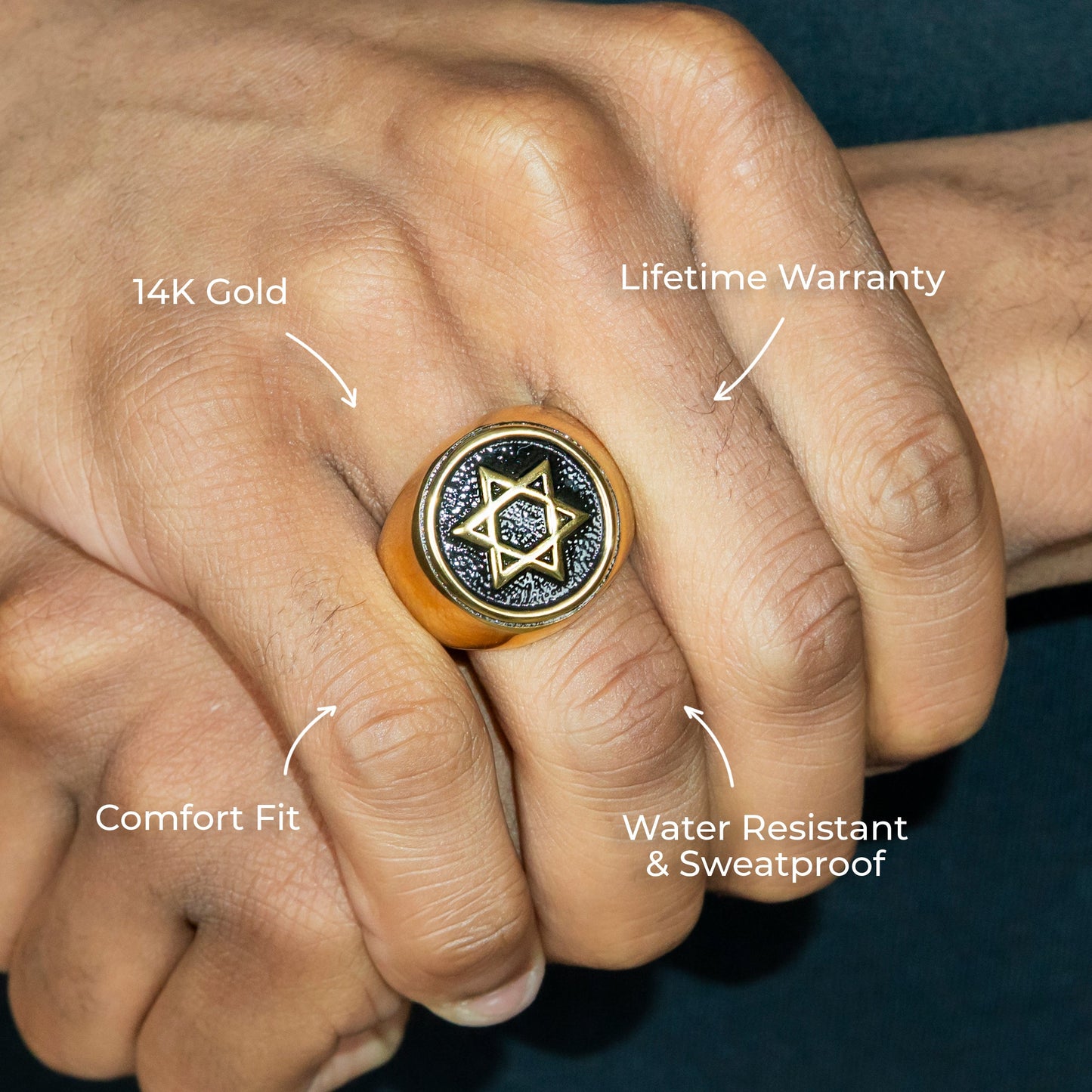 Mens Jewelry - Star of David Gold Pinky Ring | 25 Grams