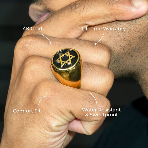 Mens Jewelry - Star of David Gold Pinky Ring | 25 Grams