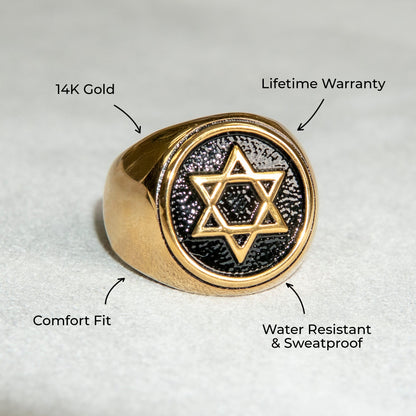 Mens Jewelry - Star of David Gold Pinky Ring | 25 Grams