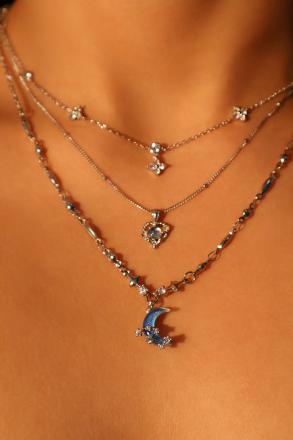 Palladium White Gold Plated Multi Starlight Petal Necklace