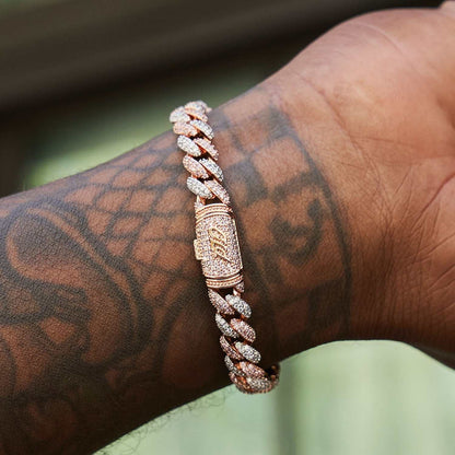 Diamond Cuban Bracelet in Rose/White Gold - 8.5mm