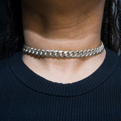 Womens Jewelry - 14K White Gold Solid Miami Cuban Link Chain