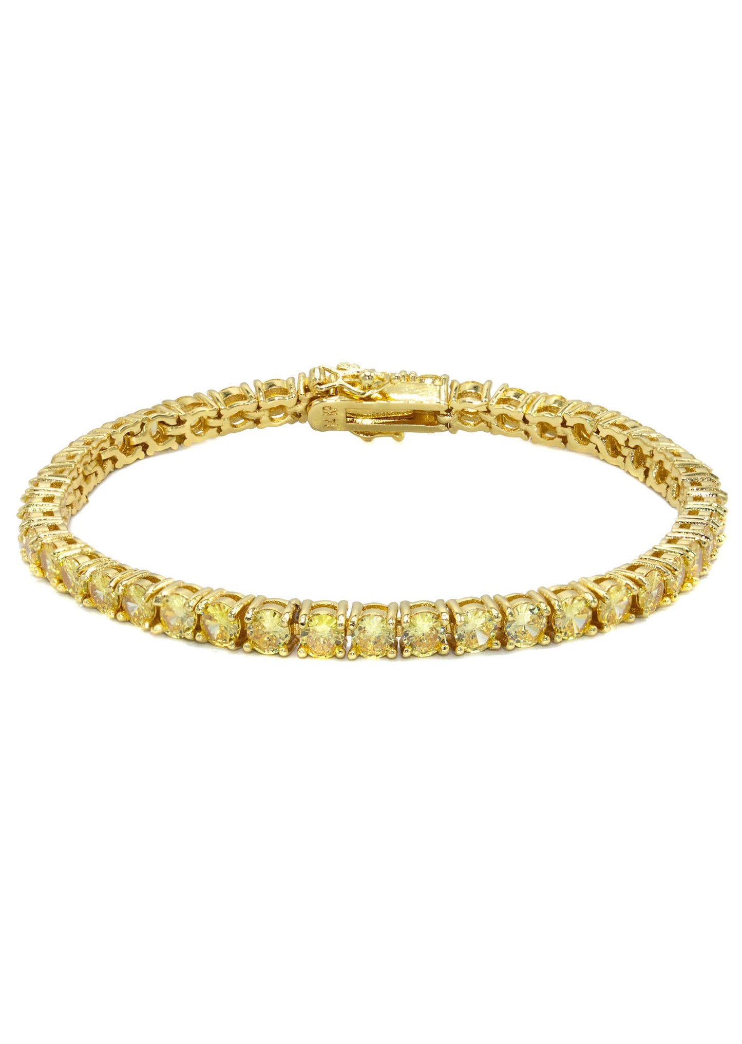 Gold Jewelry -  Mens 14K Gold Yellow Iced Out VVS Canary Tennis Bracelet