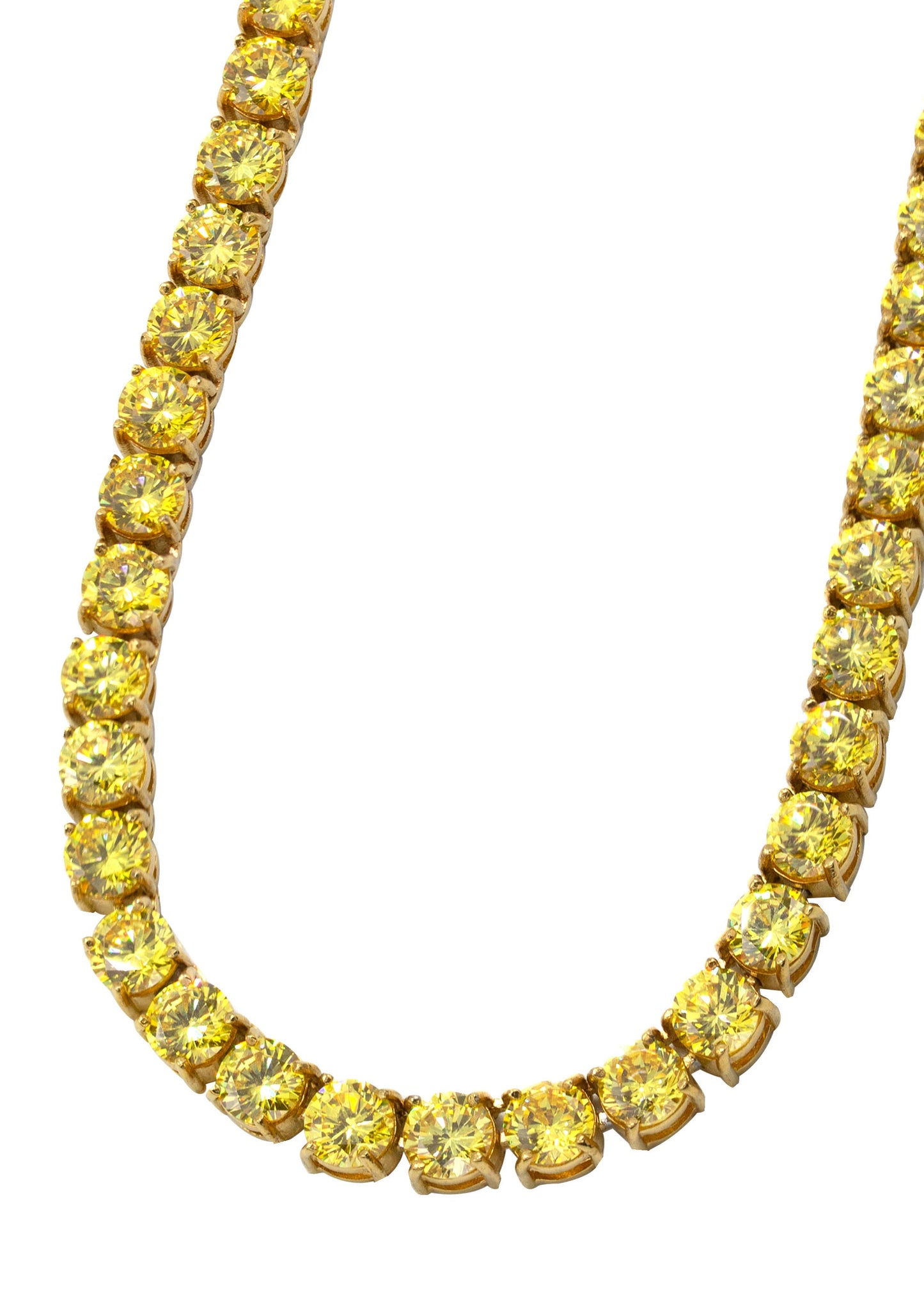 Gold Jewelry -  Mens 14K Gold Yellow Iced Out VVS Canary Tennis Chain